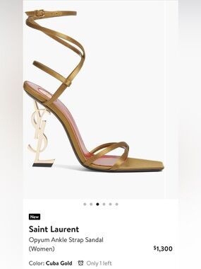 Authentic Saint Laurent Opyum Ankle Strap Sandals Heels Gold YSL 40.5 (10-10.5)